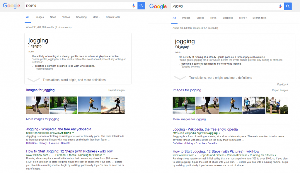 Google changes SERP width comparison