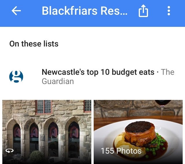 Google My Business 'On these lists'